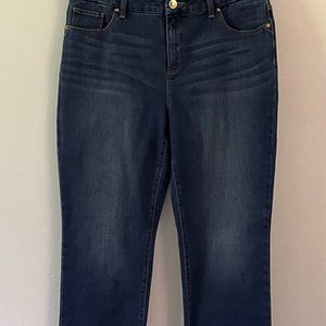 Chico's So Slimming Girlfriend Straight Leg Dark Denim Jean sz 1.5 (10) short